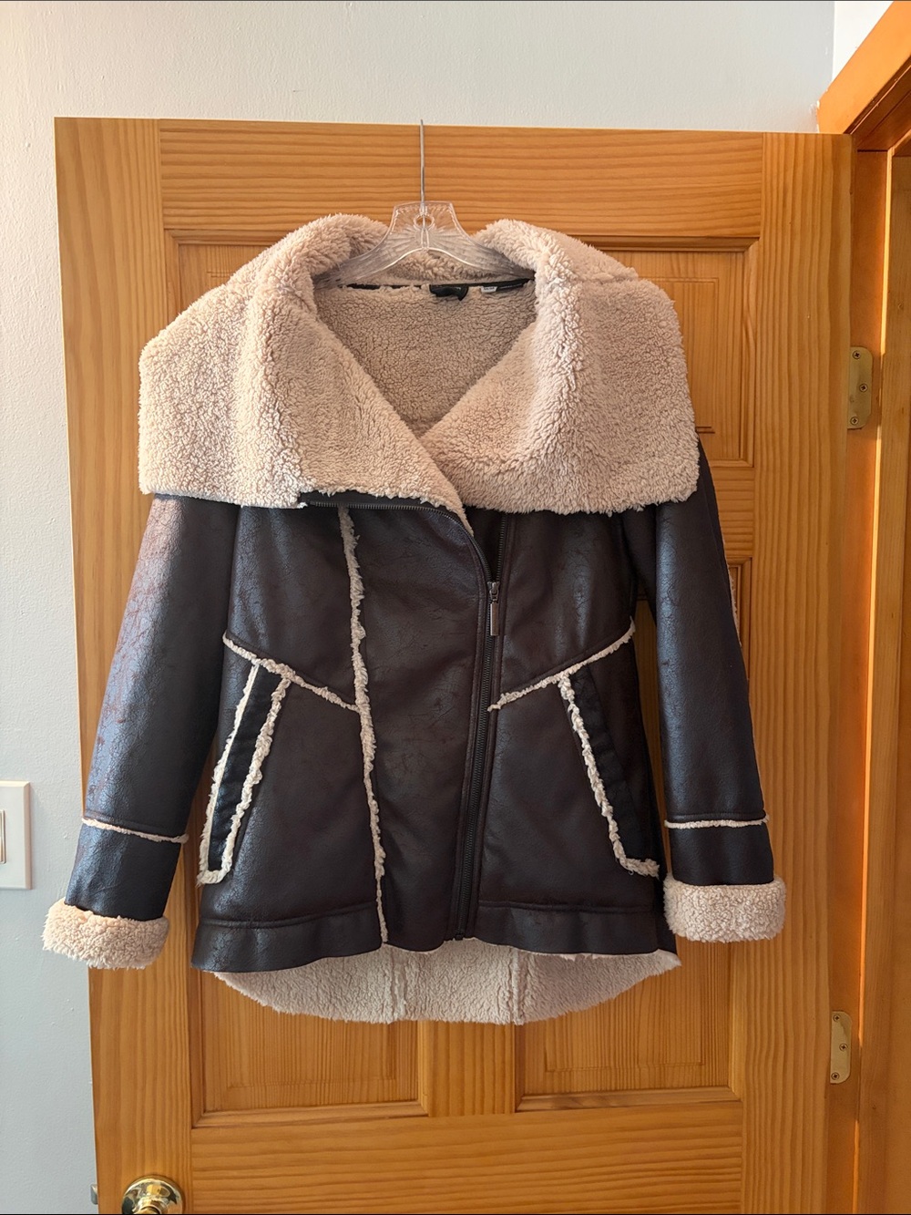 Marmot Dark Brown Faux-Suede Jacket with Shearling Collar Size M